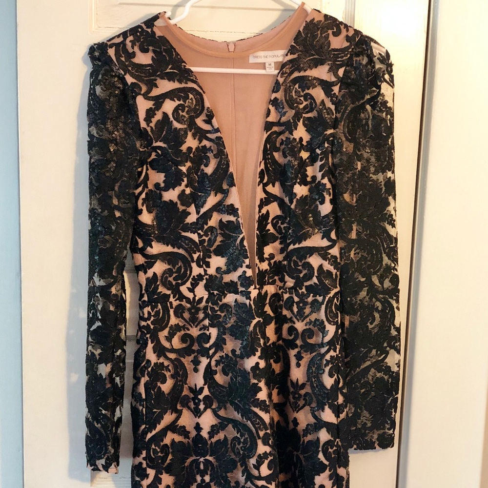 Dress the Population sequin open V mini dress - M
